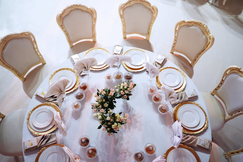 Elegant wedding table setting with floral arrangements
