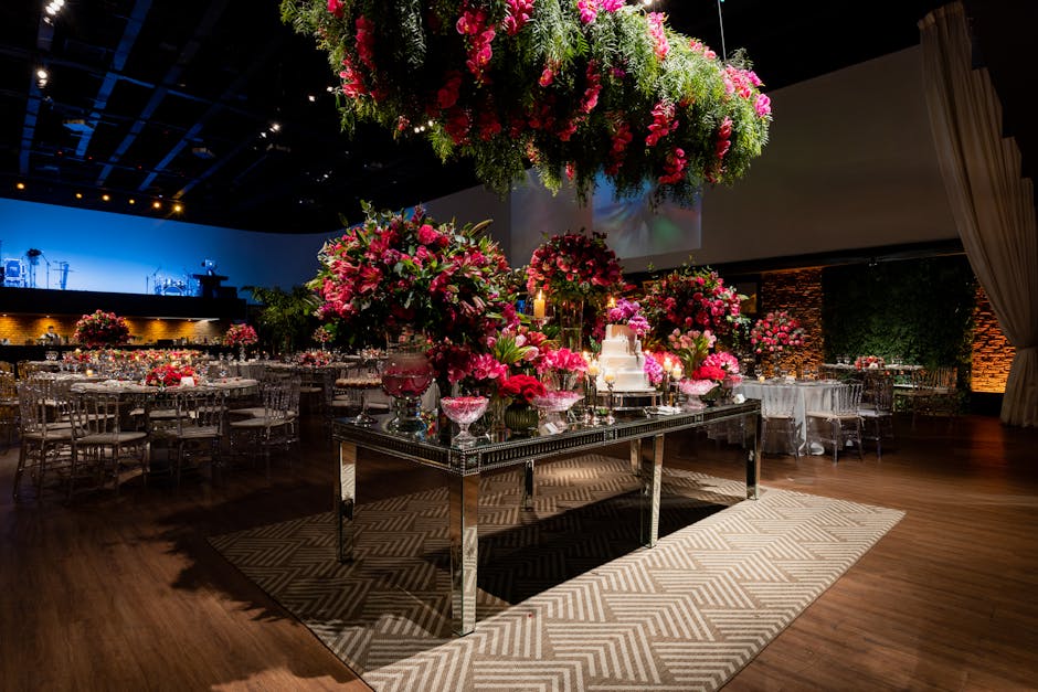 Elegant wedding reception venue setting